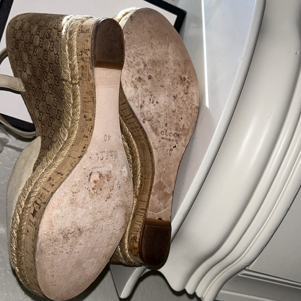 Gucci Nude Beige Open-Toe Wedge Sandals - Picture 4 of 4